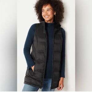 J. Jill Down Black Quilted Sleeveless Puff Vest Tunic Small Petite